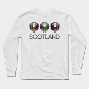 Trio of Scottish Halloween Coloured Tartan Patterned Sheep Long Sleeve T-Shirt